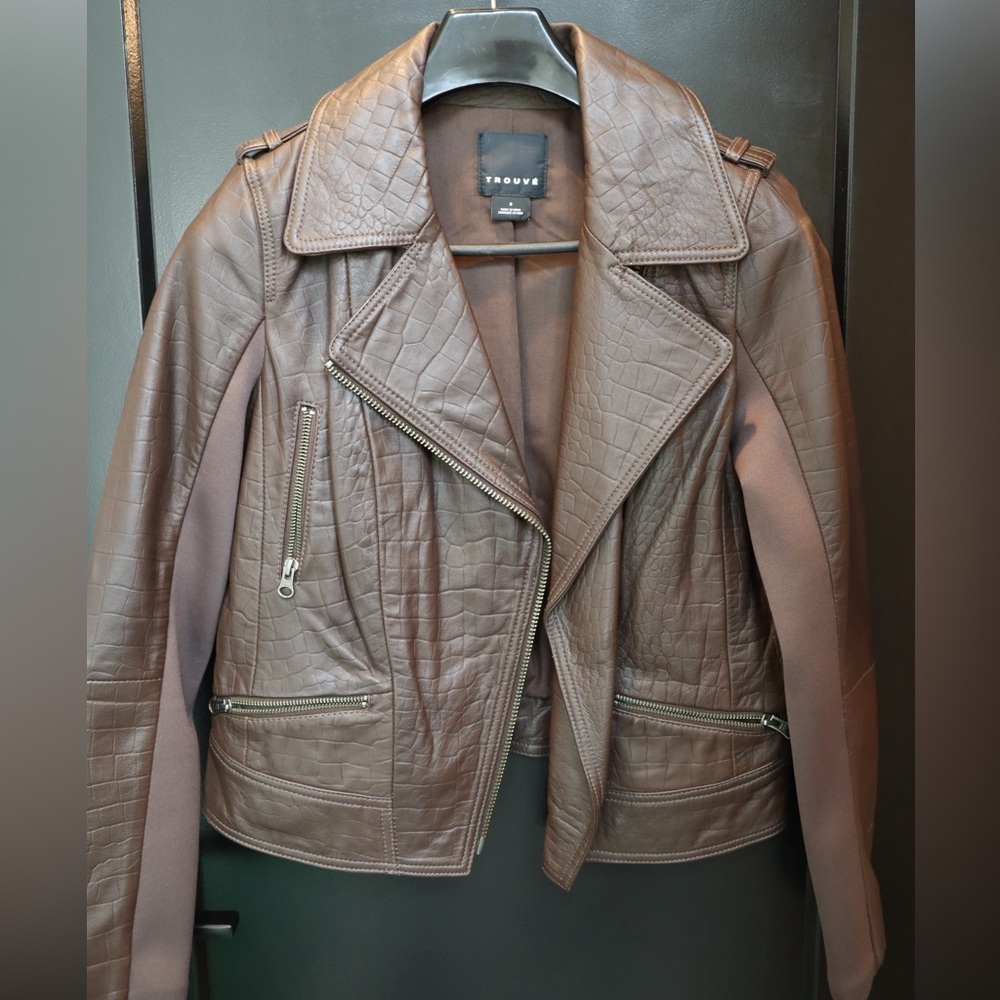 Trouve, Women's Brown Leather Jacket, Size Small, Like New